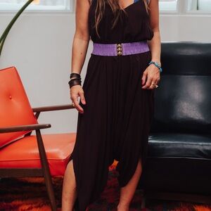 Vintage 1980s Stretch Belt — Lavender Ribbed Elastic